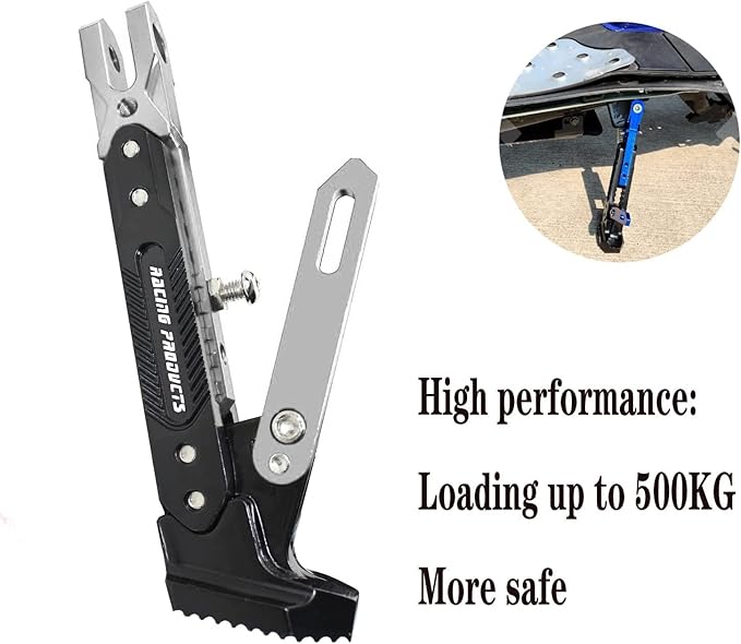 Universal Motorcycle Kickstand Accessories Motor Scooter Modified CNC Aluminum Alloy Adjustable Tripod Holder Kickstand Foot Side Support Stand Motor Scooter Motorbike Motocross Dit Pit Bike