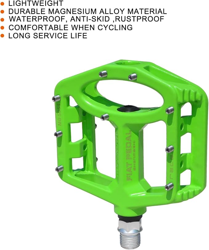 UPANBIKE Magnesium Alloy Bike Pedals 9/16'' Spindle Bearing High-Strength Non-Slip Large Flat Platform for Mountain Bike Road Bicycle