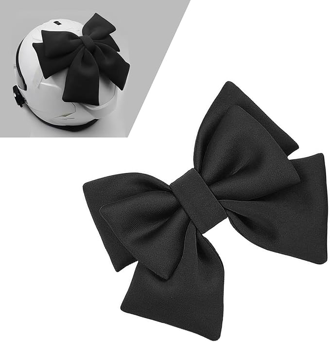Motorcycle Helmet Decoration, Removable Oversized Bow Helmet Accessories, Self-Adhesive Cute Fashion Ornament, Universal Ski Bike Motorcycle Hat Modification Patche (Black)