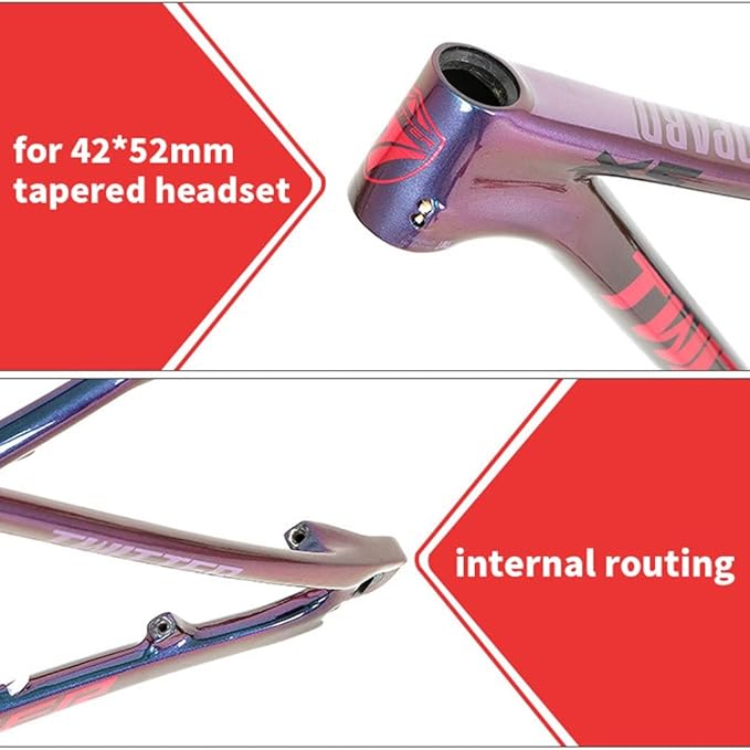 Carbon Bike Frame 27.5er 29er Discoloration Mountain Bike Frame XC 15'' 17'' 19'' Disc Brake Hardtail Bike Frame Thru Axle 12x142mm Internal Routing(Red,27.5 * 15'')