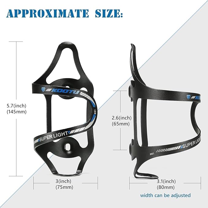 KOOTU Lightweight Aluminum Bicycle Water Bottle Cage, Durable Alloy Bike Bottle Holder, Bicycle Cup Holder for Road, Mountain, Hybrid Bikes – Blue