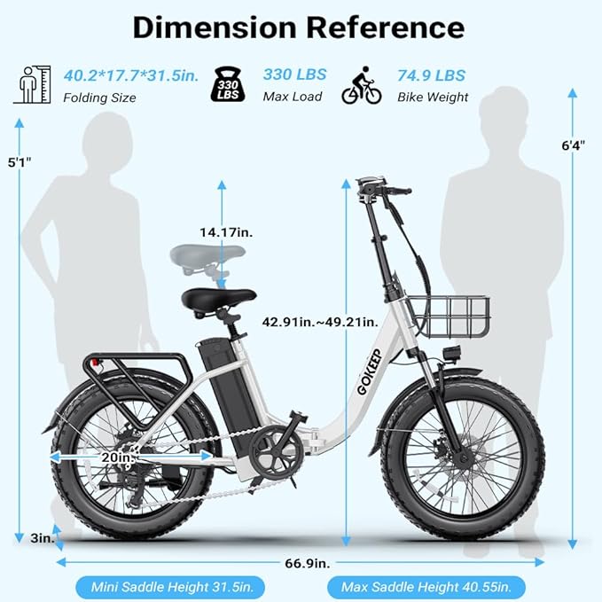 1300W/1800W Folding Electric Bike for Adults, 75-86 Miles PAS Range, 52V 13Ah/18.2Ah Removable Battery, 20" Fat Tire Electric Bicycle, 20MPH 7-Speed Commuter Ebike, Max 330LBS, UL2849 Certified