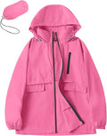 Avoogue Rain Jacket Women with Hooded Lightweight Waterproof Raincoats Packable Zipper Pockets Windbreakers