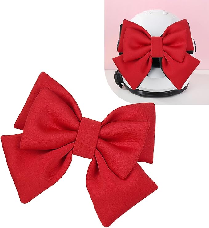 1 PC Motorcycle Helmet Large Bow Decoration, 7.9" x 10.2" Ribbon Bows for Helmet, Big Solid Color Bowknot Accessory, Cute Fashion Ornament Accessory for Motorcycle Electric Vehicle (Red)