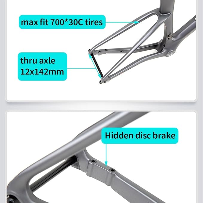 Carbon Road Bike Frameset 700c Breakwind Racing Bike Frame 43.5/46/48/50/52/54cm Lightweight Disc Brake Frame Thru Axle 12 * 100/12 * 142mm
