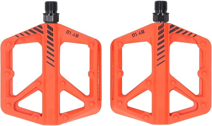 Cycle Pedal Nylon Fiber Enlarged Anti Slip Flat Platform Pedal for Road Mountain Cycle Lightweight Robust Durable Universal Fit 1 Pair (Orange)