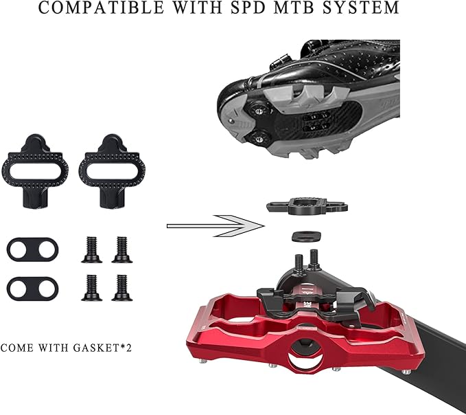 Mountain Bike Pedals- Dual Function Bicycle Flat Pedals and Clipless Pedals- 9/16" Platform Pedals Compatible with SPD for Road Mountain BMX Bike