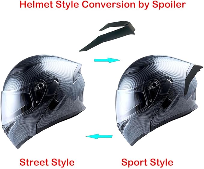 1Storm Motorcycle Modular Full Face Helmet Bike Flip up Dual Visor Sun Shield: HB89 Carbon Fiber Black