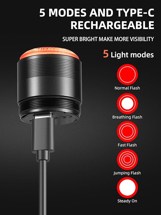 ROCKBROS Bike Tail Light Smart,Brake Sensing Bicycle Rear Lights for Night Ride,Ultra Bright LED Back Lights,Type C USB Rechargeable,IPX6 Waterproof,Cycling Safety Taillight Accessories
