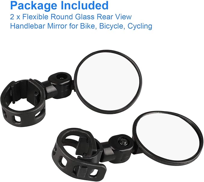 2Pack Universal Bicycle Rearview Mirrors, 360˚Rotatable Bar End Bicycle Mirrors, Wide Angle Convex Bike Mirror for 15-35 mm Handlebar Bikes