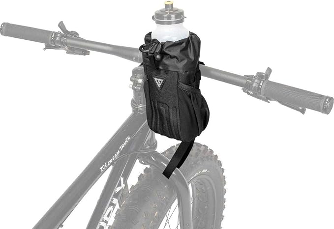 Topeak FreeLoader Bike Bag (Black) – 1L Stem-Mounted Handlebar Storage Pouch with Adjustable Straps, Side Mesh Pocket, and Drainage Hole for Snacks, Bottles, or Small Gear