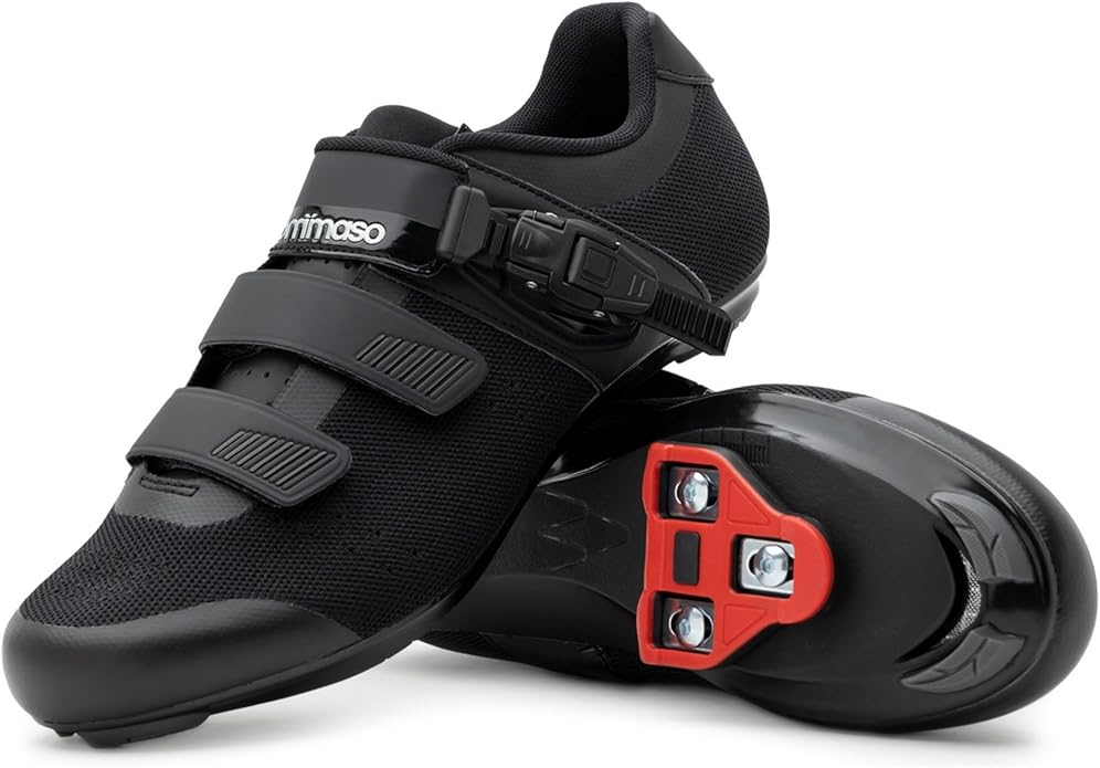 Tommaso Strada 200 Ready-to-Ride Mens Peloton Cycle Shoes—Road Bicycles & Indoor Cycling Shoes for Bikes with Delta Cleats—Explore Mens Bike Accessories—3 Hook & Loop—Size 9US—42EU Black