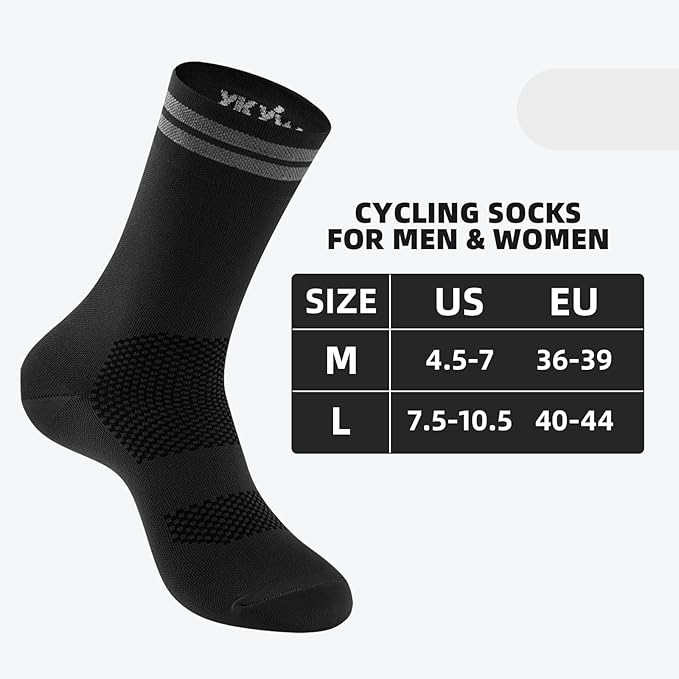 YKYWBIKE Cycling Socks for Men Women-Athletic Crew Bike Socks,Compression Biking Socks for Men Cycling,MTB Riding Socks