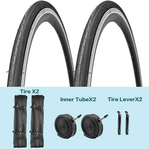 2 Pack 700x23C/25C/28C/35C/38C Bike Tires Plus Bike Inner Tubes Presta Valve 48mm or Schrader Valve 48mm Foldable Replacement Tires for Road Bicycle