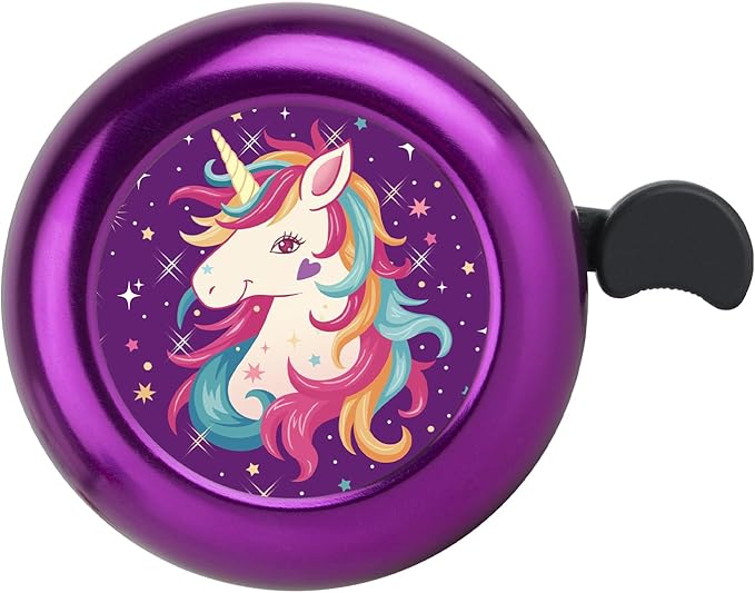 Purple Unicorn Bike Bell for Kids Girls Boys,Adjustable Size Bicycle Bell Bike Accessories for Adult Women Men Clear Sound Bike Horns