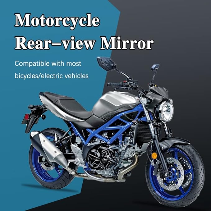 ASUBHA 2PCS Motorcycle Mirrors, Motorcycle Mirrors for Handlebar, Convex Handlebar Rear View Side Mirror with M8 M10 Bolt, Wide Angle Rear View Mirror Car Accessories for Scooter ATV UTV Dirt Bike
