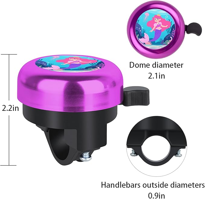 MZELQ Bicycle Bell Cute Clear Sound Adjustable Size Aluminum Bike Accessories Bell Ring for Girls Women Kids Adults
