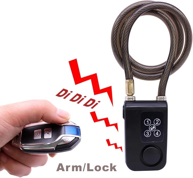 Mengshen ‌Heavy Duty Bike Alarm Lock with Tracker‌ Remote Control & PIN Code Access 10mm Anti-Theft Chain for Motorcycle Bike Stroller Gate Waterproof Red