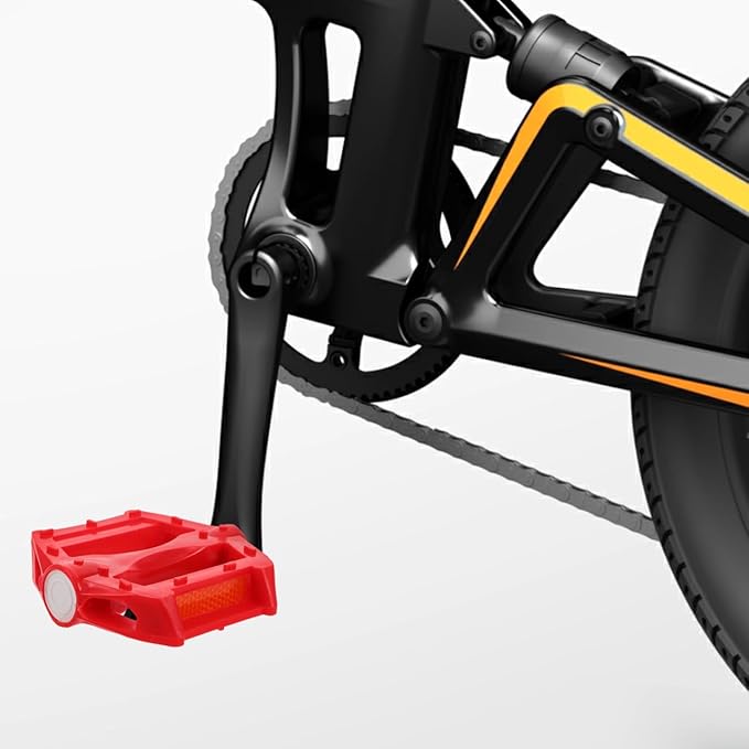 Alasum Non-Slip Mountain Bicycle Pedals Flat, Durable Plastic Bike Parts for Road Bikes, Red Pedals for Kids and Boys Cycling on Streets, Parks, and Trails