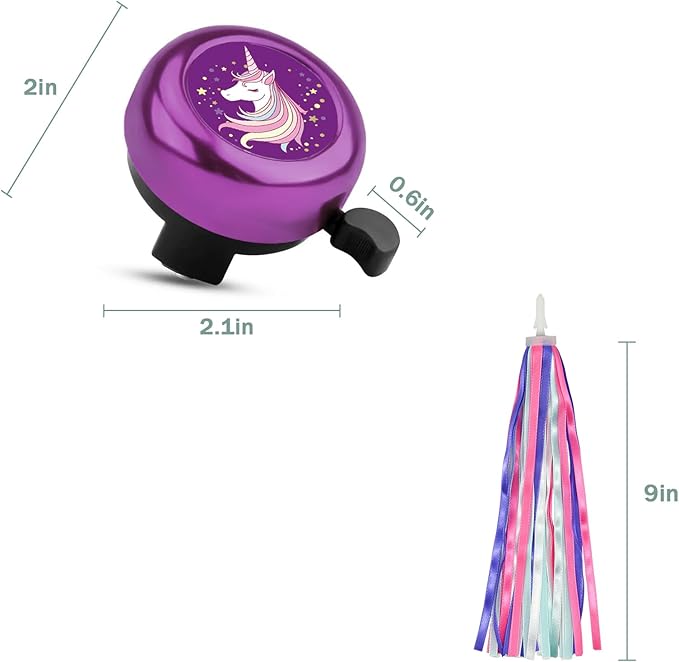 Kids Bike Bell with 2 Pcs Bike Streamers for Girls, Cute Children's Bicycle Accessories
