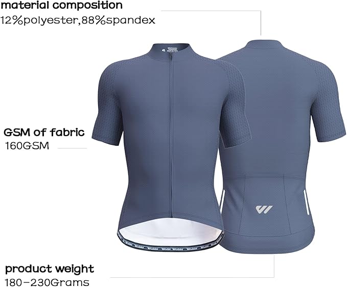Wulibike Men's Cycling Jerseys Short Sleeve Bike Biking Shirts Full Zip with Pockets Road Bicycle Clothing