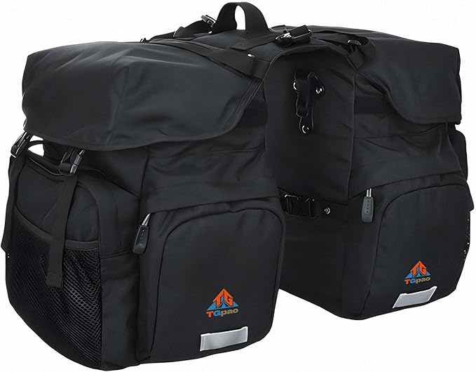 Large Saddle Bags for bike,Waterproof 50L Panier bag for Bicycles/MTB/E-Bike,Bike Trunk Bag With Reflective Stripes(black,50L)