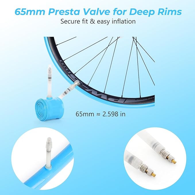 2-Pack TPU Inner Tube 700C x 23C-32C with 65mm Presta Valves TPU Bike Tube Lightweight Bicycle Spare Tire