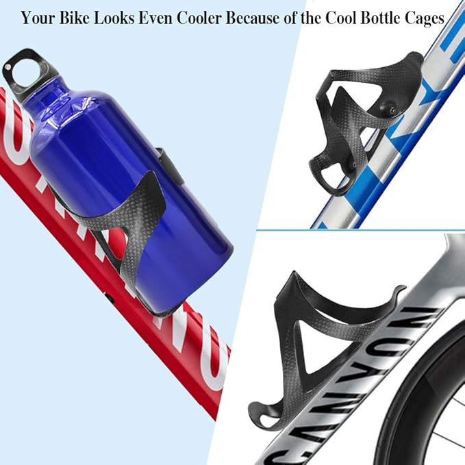 2 Pack Ultra-Light Full Carbon Fiber Water Bottle Cage, Bike Water Bottle Holder Brackets for Road & Mountain Bike