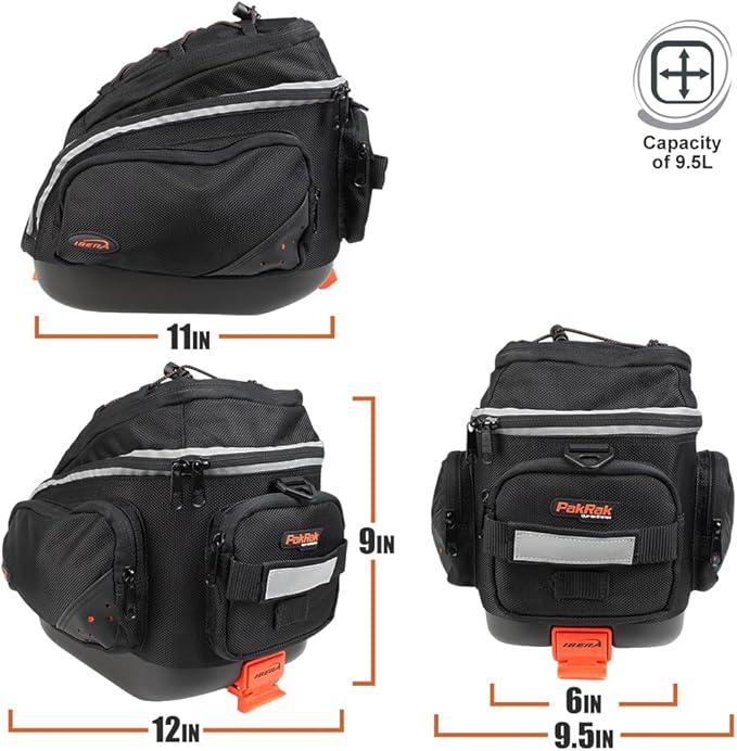 Ibera PakRak Quick-Release Mini Commuter Bike Trunk Bag and Seat-Post Bicycle Carrier Rack Combo