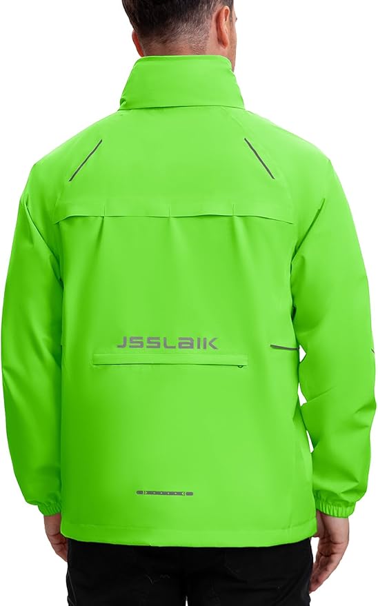 Men's Rain Jacket Waterproof Windproof Breathable for Hiking Cycling Commuting with Hood & Pockets