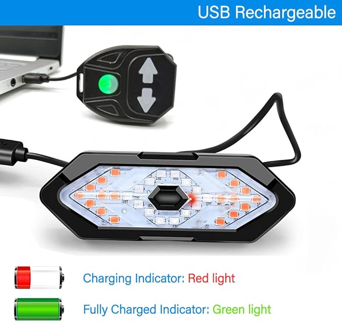 Bike Tail Light with Turn Signals USB Rechargeable Wireless Remote Control IPX4 Waterproof Ultra Bright LED Safety Warning Bike Taillight for Night Riding