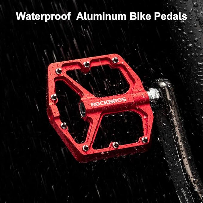 ROCKBROS Mountain Bike Pedals MTB Pedals Bicycle Flat Pedals Aluminum 9/16" Sealed Bearing Lightweight Platform for Road Mountain BMX MTB Bike