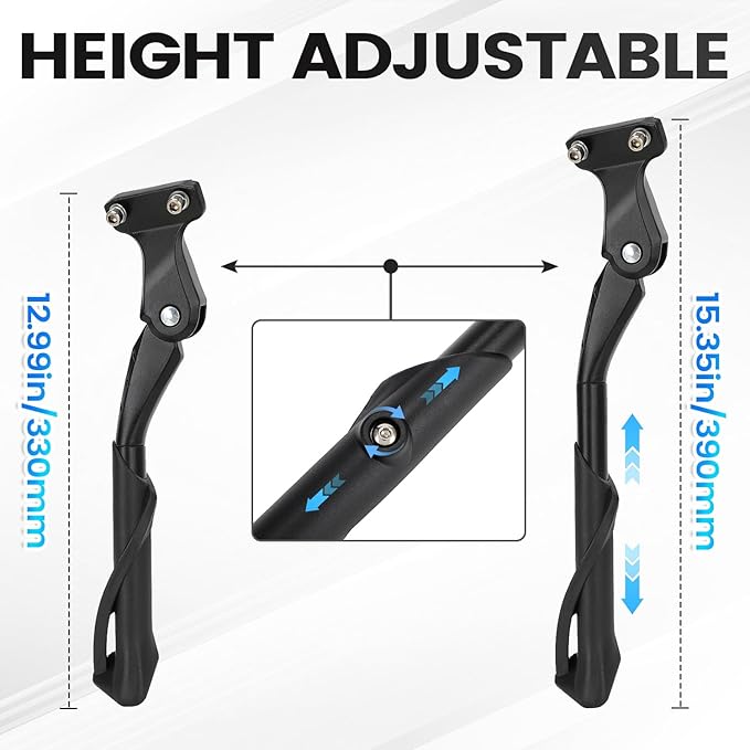 Bike Kickstand with 40mm Mount Hole,Adjustable Aluminum Alloy Bicycle Side Kick Stand for 22-24 Inch Bicycles Ebikes Mountain Bikes
