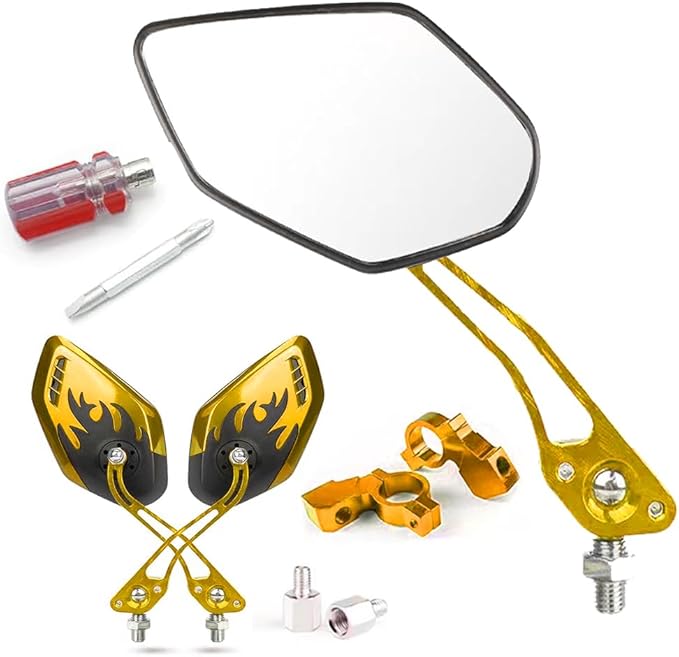 Bicycle Mirrors for Handlebars 2 Pack, Bike Mirrors for Electric Bike,Enhance Safety with Bicycle Mirrors Handlebar Mount,Ideal Bike Mirrors for Handlebars(Yellow)