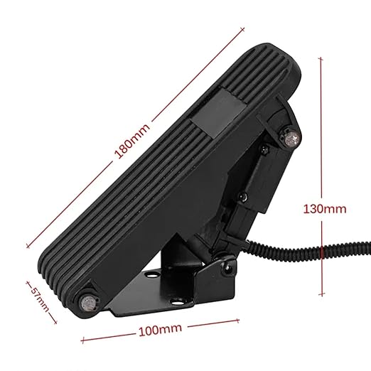 Electric Gas Pedal for Electric Scooter Go Kart Throttle 3Pin Foot Throttle for Golf Kart MY1020 Motor (Pedal Long)