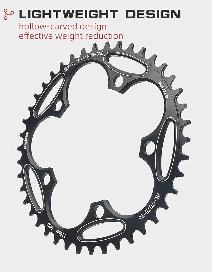 110/130 BCD Chainring 36/38/40/42/44/46/48/50/52/54/56/58/60T 5 Screws Round Narrow Wide Bicycle Chainring for 9/10/11 Speed Road Bike Folding Bicycle
