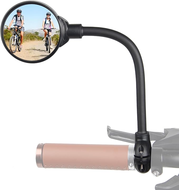 Bike Mirror for Handlebar, Adjustable Bicycle Mirror Handlebar Mount, Wide angle rear View shockproof convex mirror for Safe Cycling, Easy Installation, (1 Black-round)