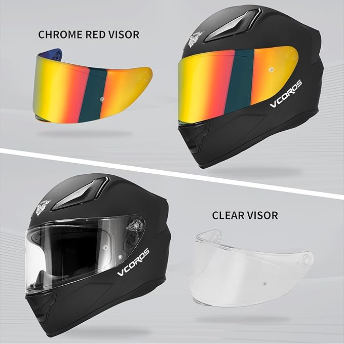 VCOROS Motorcycle Full Face Helmet for Unisex-Adults DOT Approved WS-609 Motorbike Street Bike Racing Helmets