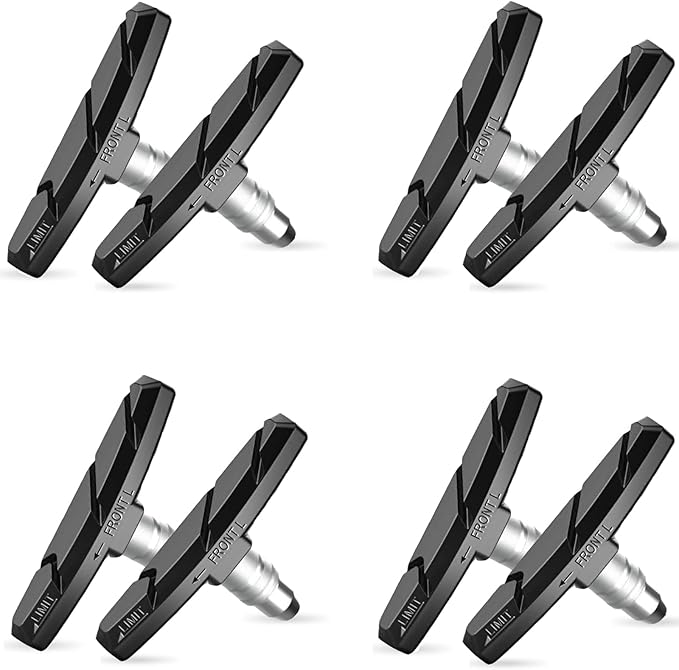 Alritz Bike Brake Pads Set, 4 Pairs Road Mountain Bicycle V-Brake Blocks Shoes with Hex Nut and Shims, No Noise No Skid, 70mm