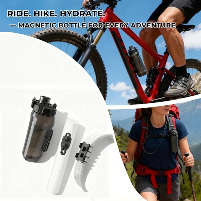 OsmaR Magnetic Bicycle Water Bottle 15oz (450ml) – Dual-Lock Quick-Release Squeeze Bottle with Push-Button Mechanical Lock, Bike & Backpack Mount