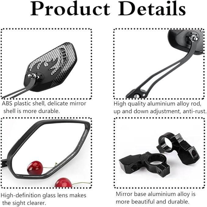 Electric Bike Mirrors - Mirrycle Bike Mirror for Adults, Lowrider Bike Parts, Fat Tire Bike Accessories
