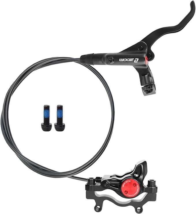 Zoom HB875 Hydraulic Disc Brakes Set, Black, Mountain Bike Left Rear 1400mm, Adapter Fit EBike Fat Bike Bicycle Accessories for Mountain Bike, Road Bike