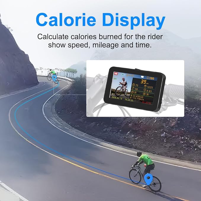 VSYSTO Bicycle Rear View Camera, 4.3'' HD Display Screen Infrared Night Vision Bike Mirror Camera Waterproof DVR for Bicycle Handlebar, GPS, Wired Controller, Temperature and Calories Display (C4.3)