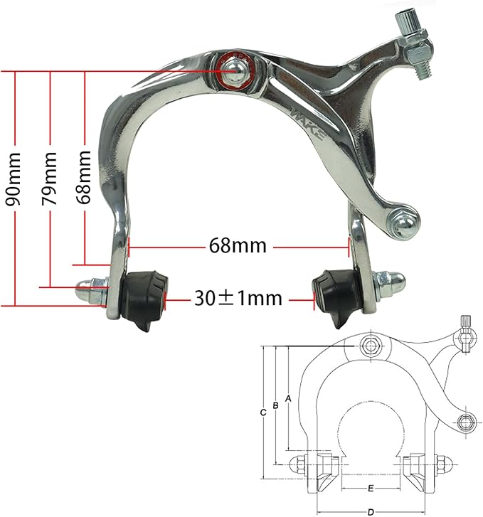FOMTOR Bike Brake C Brake Caliper Set Bicycle Rear & Front Brakes Kit Aluminum Alloy Side Pull Brake for MTB Mountain Bike, Road Bicycle(1 Pair)