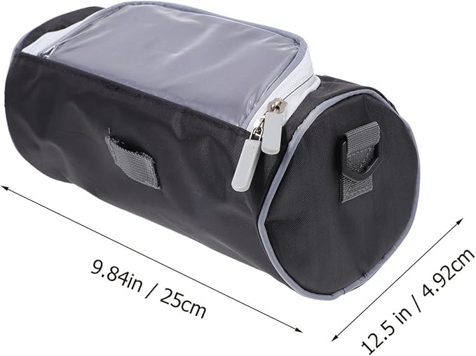 Mikinona Bike Waterproof Handlebar Bag with Tpu Sensitive Window, Cylinder Top Tube Frame Storage Pouch for Outdoor Cycling, Multi-function Satchel for Bike Accessories