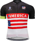 Cycling Jersey Short Sleeve USA Style Bike Tops with Pocket Reflective Stripe