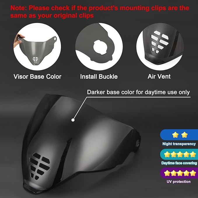 PSLER IC-06 visor- Icon Airflite Face Shield Motorcycle Helmet Visor Accessories Replacement for Icon Airflite IC-06，Dark Black