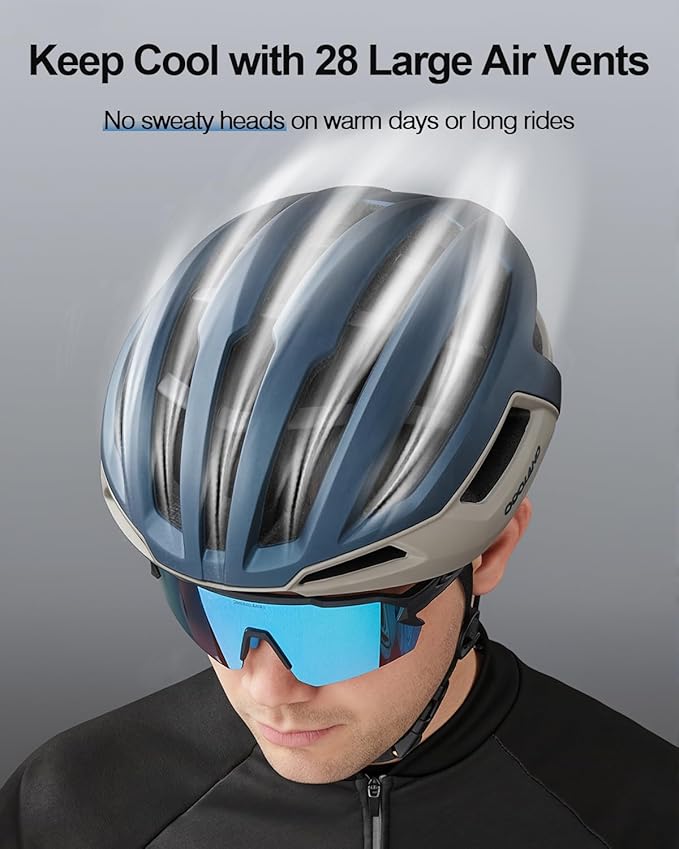 Odoland Adult Bike Helmet - Super Ventilation & Impact-Resistant Frame, Adjustable Dial System Lightweight Bicycle Helmet for Mountain, Commuting, Road Cycling