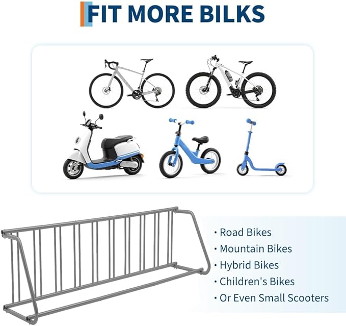 10-Bike Commercial Floor Rack, Heavy Duty Powder-Coated Steel Grid Organizer, Freestanding Double-Sided Storage for Garages/Storefronts/Schools