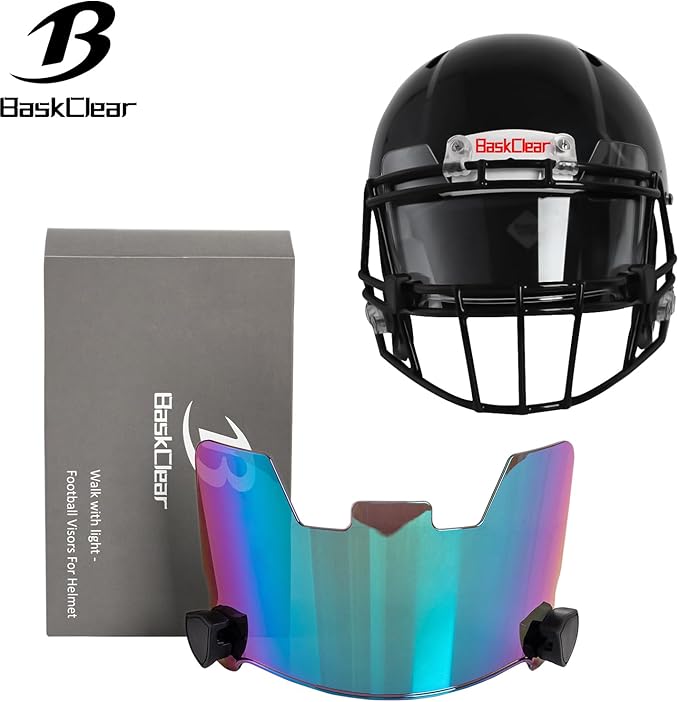 Football Visor Helmet Clear Visor, Scratch Resistant, UV Block, Anti-Fog, Anti-Cracking. Fits Youth and Adult Football Helmets.